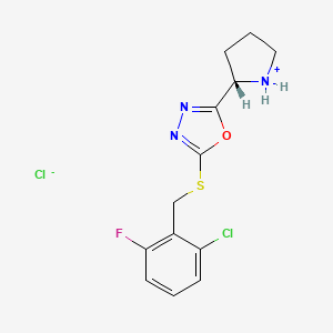 molecular formula C13H14Cl2FN3OS B1649829 2-[(2-chloro-6-fluorophenyl)methylsulfanyl]-5-[(2S)-pyrrolidin-1-ium-2-yl]-1,3,4-oxadiazole;chloride CAS No. 1054552-28-1
