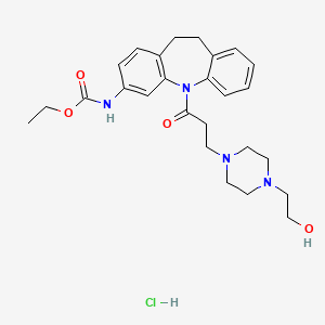 Carbamic acid, (10,11-dihydro-5-(3-(4-(2-hydroxyethyl)-1-piperazinyl)-1-oxopropyl)-5H-dibenz(b,f)azepin-3-yl)-, ethyl ester, monohydrochloride