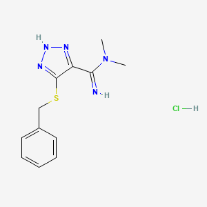 N,N-Dimethyl-5-((phenylmethyl)thio)-1H-1,2,3-triazole-4-carboximidamide monohydrochloride