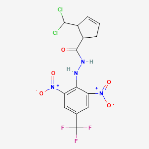 molecular formula C14H11Cl2F3N4O5 B1649930 2-(dichloromethyl)-N'-[2,6-dinitro-4-(trifluoromethyl)phenyl]cyclopent-3-ene-1-carbohydrazide CAS No. 1087763-64-1