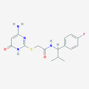 molecular formula C16H19FN4O2S B1649941 2-[(4-amino-6-hydroxypyrimidin-2-yl)sulfanyl]-N-[1-(4-fluorophenyl)-2-methylpropyl]acetamide CAS No. 1090835-73-6