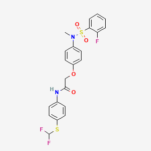 molecular formula C22H19F3N2O4S2 B1649943 N-{4-[(difluoromethyl)sulfanyl]phenyl}-2-[4-(N-methyl2-fluorobenzenesulfonamido)phenoxy]acetamide CAS No. 1090866-10-6