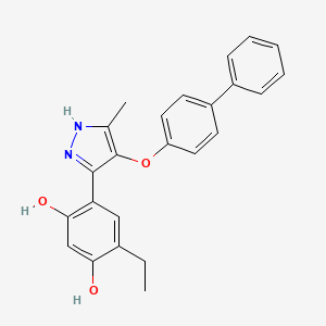4-Ethyl-6-[5-methyl-4-(4-phenylphenoxy)-1H-pyrazol-3-yl]benzene-1,3-diol