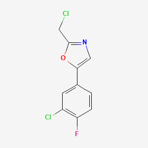 molecular formula C10H6Cl2FNO B1649966 5-(3-Chloro-4-fluorophenyl)-2-(chloromethyl)-1,3-oxazole CAS No. 1094318-24-7