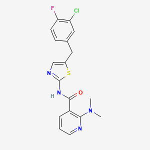N-[5-[(3-chloro-4-fluorophenyl)methyl]-1,3-thiazol-2-yl]-2-(dimethylamino)pyridine-3-carboxamide