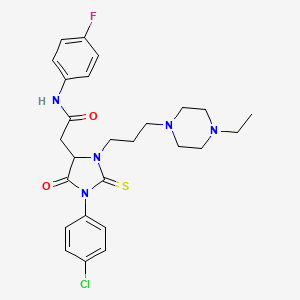 2-{1-(4-chlorophenyl)-3-[3-(4-ethylpiperazin-1-yl)propyl]-5-oxo-2-thioxoimidazolidin-4-yl}-N-(4-fluorophenyl)acetamide