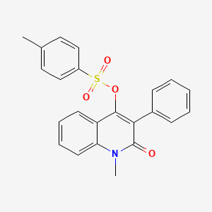 molecular formula C23H19NO4S B1650002 2(1H)-Quinolinone, 1-methyl-4-[[(4-methylphenyl)sulfonyl]oxy]-3-phenyl- CAS No. 110216-91-6