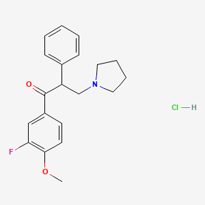 molecular formula C20H23ClFNO2 B1650010 1-Propanone, 1-(3-fluoro-4-methoxyphenyl)-2-phenyl-3-(1-pyrrolidinyl)-, hydrochloride CAS No. 110345-32-9