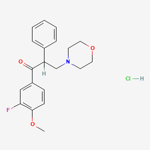 molecular formula C20H23ClFNO3 B1650011 1-Propanone, 1-(3-fluoro-4-methoxyphenyl)-3-(4-morpholinyl)-2-phenyl-, hydrochloride CAS No. 110345-33-0