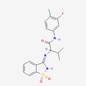 2-[(1,1-dioxo-1lambda6,2-benzothiazol-3-yl)amino]-N-(3-fluoro-4-methylphenyl)-3-methylbutanamide