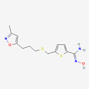 molecular formula C13H17N3O2S2 B1650038 (Z)-N'-hydroxy-5-(((3-(3-methylisoxazol-5-yl)propyl)thio)methyl)thiophene-2-carboximidamide CAS No. 1105194-51-1