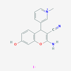 molecular formula C16H14IN3O2 B1650052 2-amino-7-hydroxy-4-(1-methylpyridin-1-ium-3-yl)-4H-chromene-3-carbonitrile;iodide CAS No. 1106868-08-9