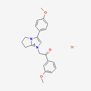 3-(4-methoxyphenyl)-1-(2-(3-methoxyphenyl)-2-oxoethyl)-6,7-dihydro-5H-pyrrolo[1,2-a]imidazol-1-ium bromide