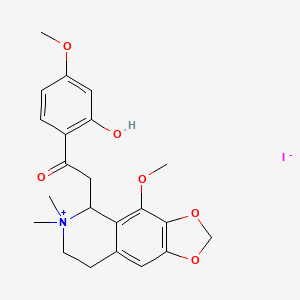 1-(2-hydroxy-4-methoxyphenyl)-2-(4-methoxy-6,6-dimethyl-7,8-dihydro-5H-[1,3]dioxolo[4,5-g]isoquinolin-6-ium-5-yl)ethanone;iodide