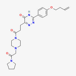 molecular formula C26H34N6O4 B1650057 3-[4-(3-butenyloxy)phenyl]-6-(3-oxo-3-{4-[2-oxo-2-(1-pyrrolidinyl)ethyl]piperazino}propyl)-1,2,4-triazin-5(2H)-one CAS No. 1107695-05-5