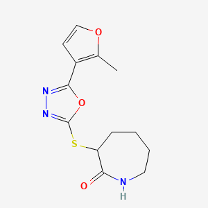3-{[5-(2-Methylfuran-3-yl)-1,3,4-oxadiazol-2-yl]sulfanyl}azepan-2-one