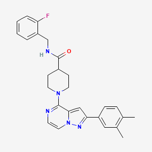 molecular formula C27H28FN5O B1650080 1-[2-(3,4-dimethylphenyl)pyrazolo[1,5-a]pyrazin-4-yl]-N-(2-fluorobenzyl)piperidine-4-carboxamide CAS No. 1111269-35-2