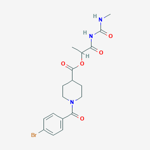 molecular formula C18H22BrN3O5 B1650082 1-[(Methylcarbamoyl)amino]-1-oxopropan-2-yl 1-(4-bromobenzoyl)piperidine-4-carboxylate CAS No. 1111447-31-4