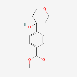 molecular formula C14H20O4 B1650088 4-[4-(Dimethoxymethyl)phenyl]oxan-4-ol CAS No. 1112459-85-4