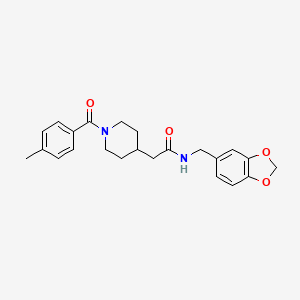 N-(1,3-benzodioxol-5-ylmethyl)-2-[1-(4-methylbenzoyl)piperidin-4-yl]acetamide