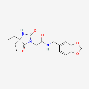 N-[1-(1,3-Benzodioxol-5-yl)ethyl]-2-(4,4-diethyl-2,5-dioxoimidazolidin-1-yl)acetamide