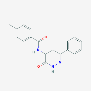 molecular formula C18H17N3O2 B1650158 4-methyl-N-(3-oxo-6-phenyl-2,3,4,5-tetrahydropyridazin-4-yl)benzamide CAS No. 1133446-29-3
