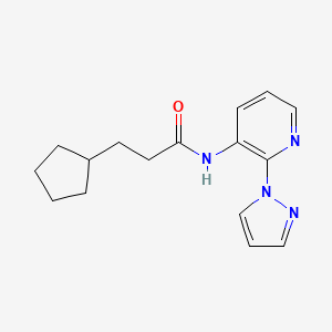 3-cyclopentyl-N-(2-pyrazol-1-ylpyridin-3-yl)propanamide
