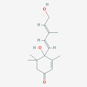 molecular formula C15H22O3 B1650161 4-Hydroxy-4-[(1E,3E)-5-hydroxy-3-methylpenta-1,3-dienyl]-3,5,5-trimethylcyclohex-2-en-1-one CAS No. 113472-20-1