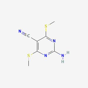molecular formula C7H8N4S2 B1650179 5-Pyrimidinecarbonitrile, 2-amino-4,6-bis(methylthio)- CAS No. 114460-77-4