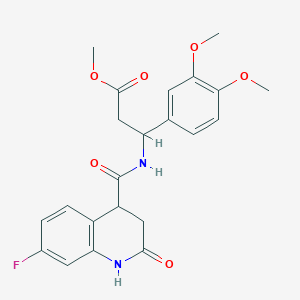 molecular formula C22H23FN2O6 B1650198 Methyl 3-(3,4-dimethoxyphenyl)-3-[(7-fluoro-2-oxo-1,2,3,4-tetrahydroquinolin-4-yl)formamido]propanoate CAS No. 1147423-12-8
