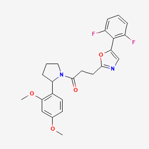 3-[5-(2,6-Difluorophenyl)-1,3-oxazol-2-yl]-1-[2-(2,4-dimethoxyphenyl)pyrrolidin-1-yl]propan-1-one