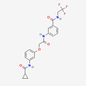 molecular formula C21H20F3N3O4 B1650206 3-[[2-[3-(cyclopropanecarbonylamino)phenoxy]acetyl]amino]-N-(2,2,2-trifluoroethyl)benzamide CAS No. 1147762-59-1