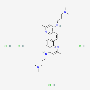 molecular formula C28H42Cl4N6 B1650209 Quino(8,7-H)quinoline-1,7-diamine, N1,N7-bis(3-(dimethylamino)propyl)-3,9-dimethyl-, hydrochloride (1:4) CAS No. 1149348-10-6