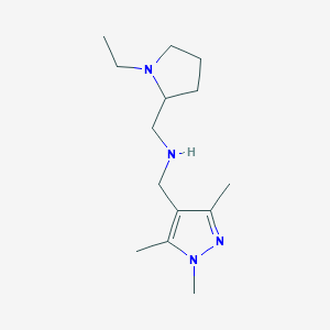 molecular formula C14H26N4 B1650220 1-(1-ethylpyrrolidin-2-yl)-N-[(1,3,5-trimethylpyrazol-4-yl)methyl]methanamine CAS No. 1152936-17-8
