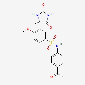 N-(4-acetylphenyl)-4-methoxy-3-(4-methyl-2,5-dioxoimidazolidin-4-yl)benzene-1-sulfonamide