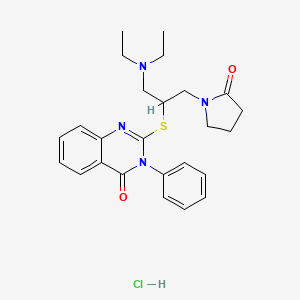 molecular formula C25H31ClN4O2S B1650304 4(3H)-Quinazolinone, 2-((1-((diethylamino)methyl)-2-(2-oxo-1-pyrrolidinyl)ethyl)thio)-3-phenyl-, monohydrochloride CAS No. 117038-96-7