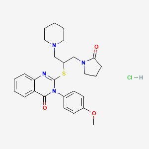 molecular formula C27H33ClN4O3S B1650307 4(3H)-Quinazolinone, 3-(4-methoxyphenyl)-2-((1-((2-oxo-1-pyrrolidinyl)methyl)-2-(1-piperidinyl)ethyl)thio)-, monohydrochloride CAS No. 117039-01-7