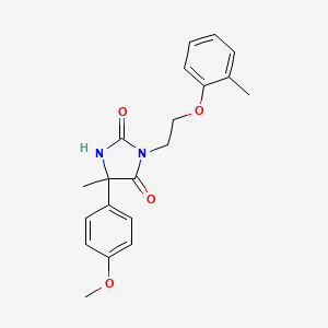 molecular formula C20H22N2O4 B1650308 5-(4-Methoxyphenyl)-5-methyl-3-[2-(2-methylphenoxy)ethyl]imidazolidine-2,4-dione CAS No. 1170401-57-6