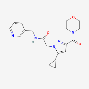 molecular formula C19H23N5O3 B1650310 2-(5-cyclopropyl-3-(morpholine-4-carbonyl)-1H-pyrazol-1-yl)-N-(pyridin-3-ylmethyl)acetamide CAS No. 1170417-59-0