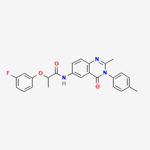 molecular formula C25H22FN3O3 B1650311 2-(3-fluorophenoxy)-N-(2-methyl-4-oxo-3-(p-tolyl)-3,4-dihydroquinazolin-6-yl)propanamide CAS No. 1170419-43-8