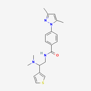 molecular formula C20H24N4OS B1650316 4-(3,5-dimethyl-1H-pyrazol-1-yl)-N-[2-(dimethylamino)-2-(thiophen-3-yl)ethyl]benzamide CAS No. 1170578-59-2