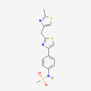 molecular formula C15H15N3O2S3 B1650321 N-[4-[2-[(2-methyl-1,3-thiazol-4-yl)methyl]-1,3-thiazol-4-yl]phenyl]methanesulfonamide CAS No. 1170776-07-4