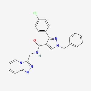 molecular formula C24H19ClN6O B1650327 1-benzyl-3-(4-chlorophenyl)-N-({[1,2,4]triazolo[4,3-a]pyridin-3-yl}methyl)-1H-pyrazole-4-carboxamide CAS No. 1170959-07-5