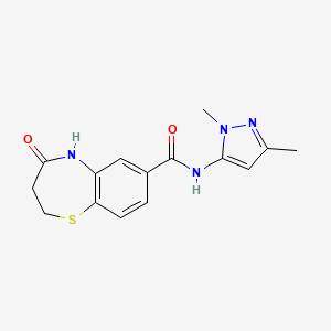 molecular formula C15H16N4O2S B1650328 N-(1,3-dimethyl-1H-pyrazol-5-yl)-4-oxo-2,3,4,5-tetrahydro-1,5-benzothiazepine-7-carboxamide CAS No. 1170977-42-0