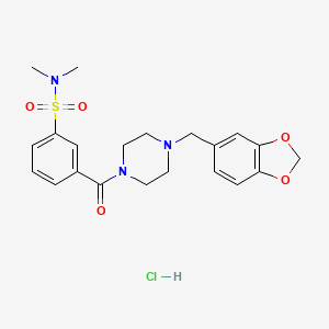 3-{4-[(2H-1,3-benzodioxol-5-yl)methyl]piperazine-1-carbonyl}-N,N-dimethylbenzene-1-sulfonamide hydrochloride