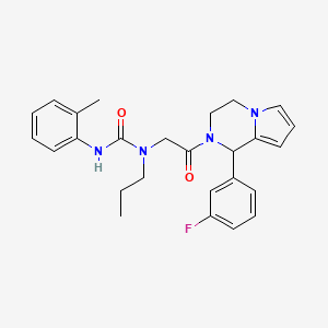 molecular formula C26H29FN4O2 B1650333 N-{2-[1-(3-fluorophenyl)-3,4-dihydropyrrolo[1,2-a]pyrazin-2(1H)-yl]-2-oxoethyl}-N'-(2-methylphenyl)-N-propylurea CAS No. 1171091-36-3