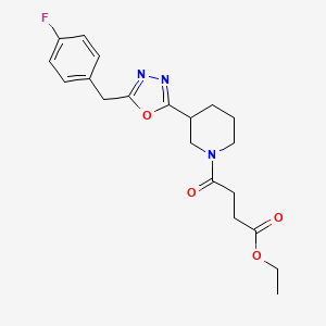 molecular formula C20H24FN3O4 B1650334 Ethyl 4-(3-(5-(4-fluorobenzyl)-1,3,4-oxadiazol-2-yl)piperidin-1-yl)-4-oxobutanoate CAS No. 1171148-80-3