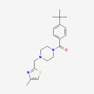 molecular formula C20H27N3OS B1650335 (4-Tert-butylphenyl)-[4-[(4-methyl-1,3-thiazol-2-yl)methyl]piperazin-1-yl]methanone CAS No. 1171181-94-4