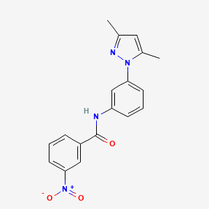 molecular formula C18H16N4O3 B1650341 N-[3-(3,5-dimethyl-1H-pyrazol-1-yl)phenyl]-3-nitrobenzamide CAS No. 1171335-43-5