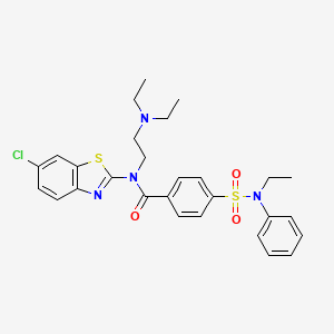 molecular formula C28H31ClN4O3S2 B1650343 N-(6-chloro-1,3-benzothiazol-2-yl)-N-[2-(diethylamino)ethyl]-4-[ethyl(phenyl)sulfamoyl]benzamide CAS No. 1171355-09-1